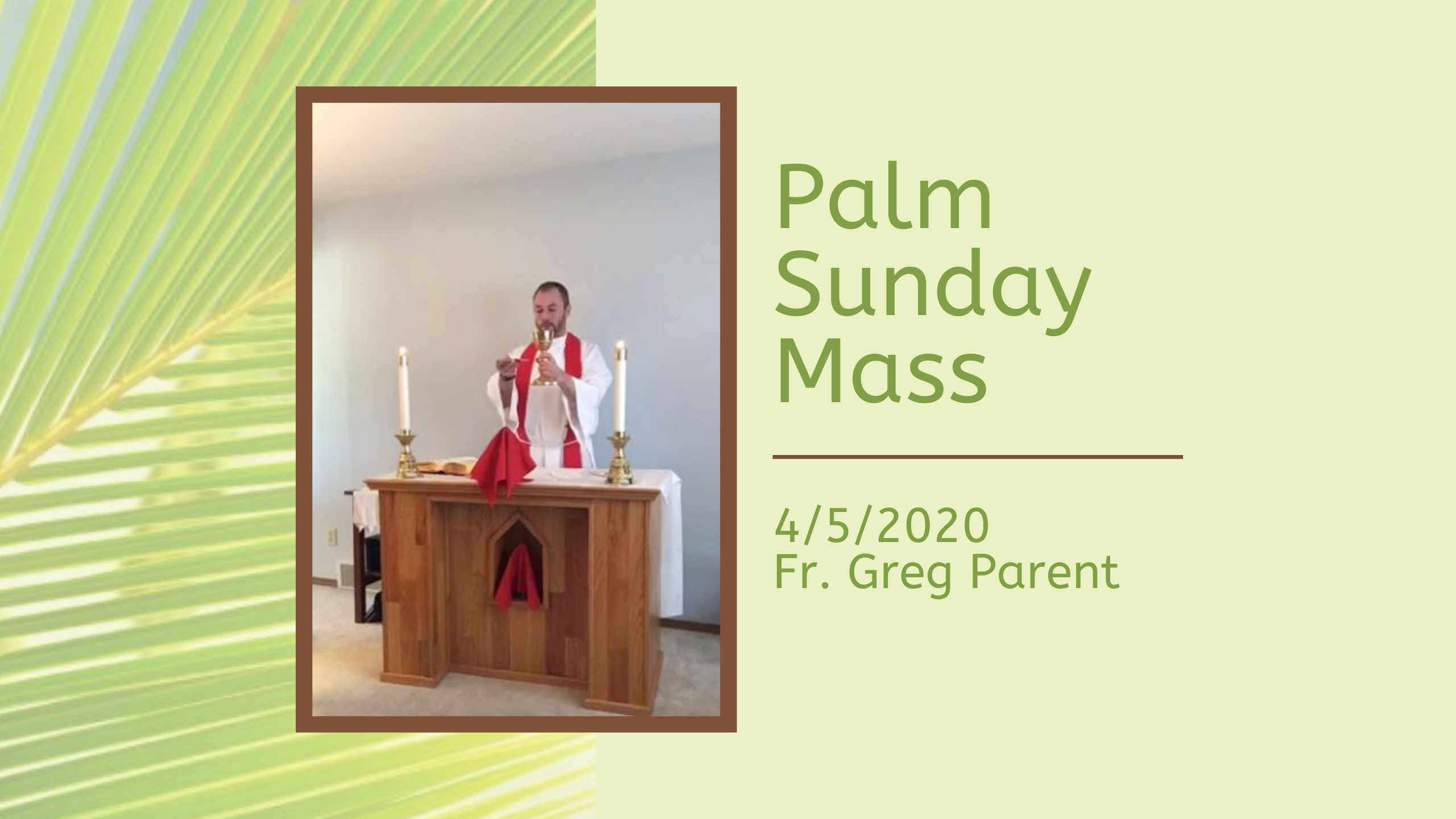 Palm Sunday Mass 4/5/2020 Fr. Greg Parent Quad Parishes of Green Bay