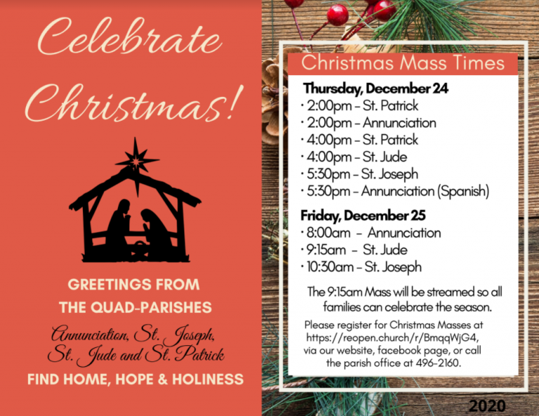 Christmas Mass Times and Registration Quad Parishes of Green Bay